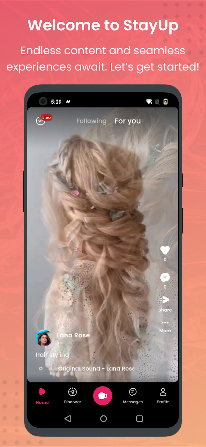 StayUp app mockup